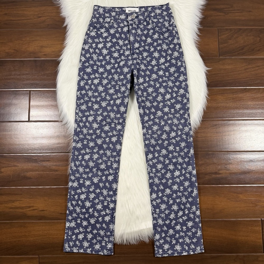ROLLA'S Womens Size 25 Elderflower Floral Original‎ Straight Leg High Rise Jeans